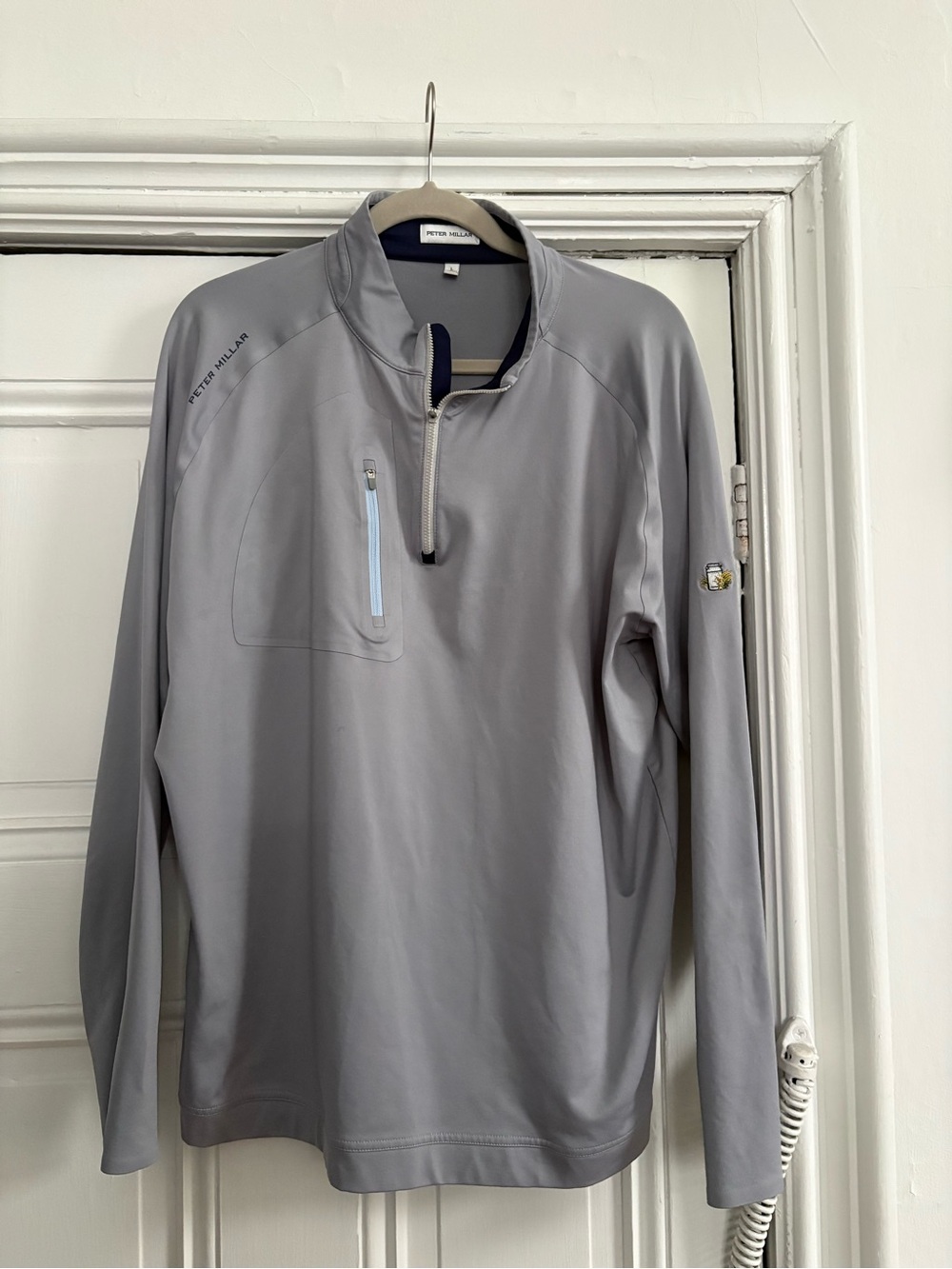 Peter Millar Light Gray Performance Quarter-Zip Pullover